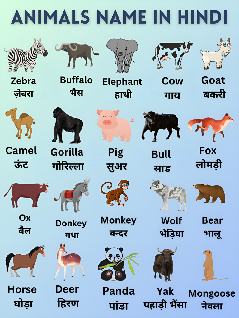 animals name in Hindi and English